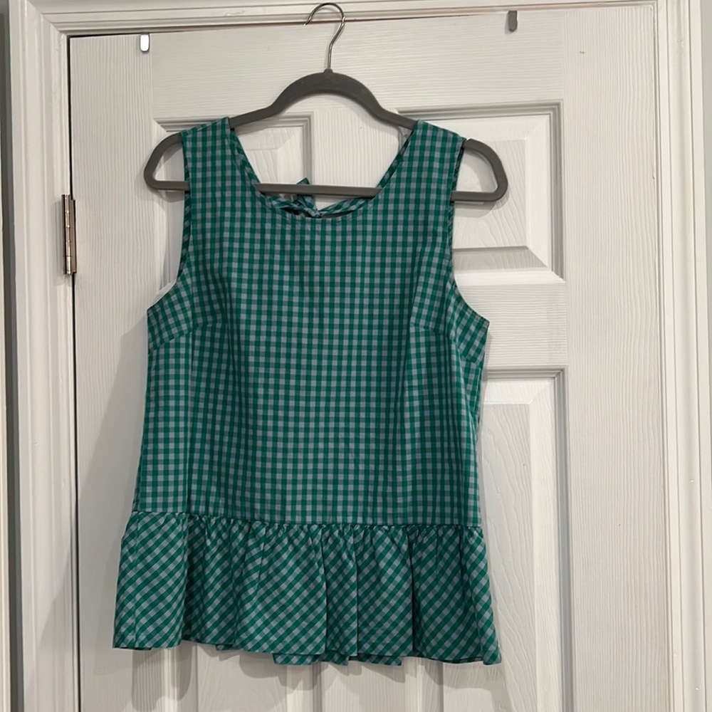 J Crew gingham Peplum top sleeveless size small